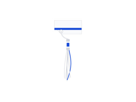 Tzitzit ritual fringes vector illustration. Jewish tallit prayer shawl corner with biblical knots and blue thread, Torah commandment tzitzis isolated symbol.