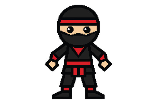 Ninja Silhouette Performing Katas, Traditional Warrior Poses, Vector Art