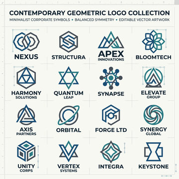 Collection of modern geometric logos.