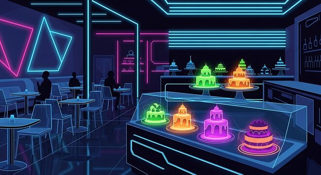 Gaming setup with neon lights and arcade machines.