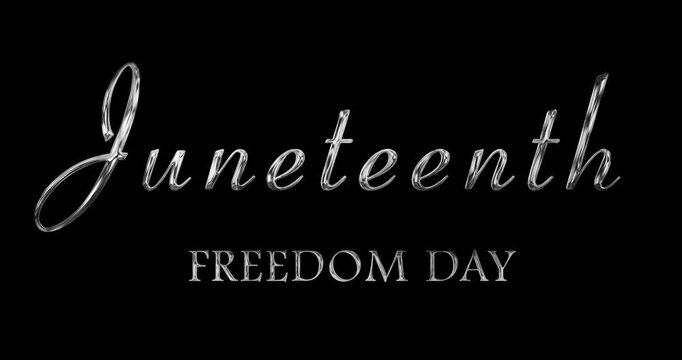 Juneteenth Freedom Day Mettalic golden cinema styled motion graphic. Pan African concept. Film opener intro outro inspired animation. Juneteenth text animation lettering. Shiny event promotions asset.
