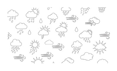 Fototapeta premium Weather including sun rain clouds lightning and wind
