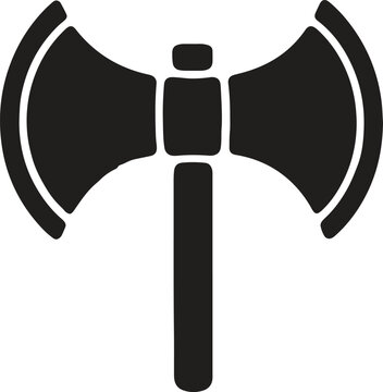 Double Headed Battle Axe Silhouette Vector Icon Nordic Viking Weapon Stencil for T Shirt Design