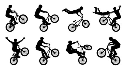 Obraz premium Silhouette illustrations of people riding bicycles.