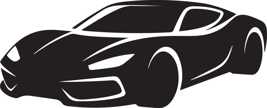 Unique sports car logo Modern and minimalist vector logo Concept supercar and regular motor vehicle. Black icon silhouette vector