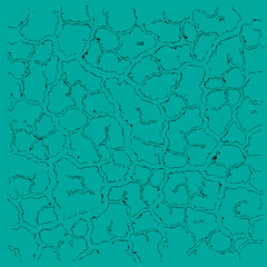 Obraz premium Grunge texture background featuring a distressed teal stone wall pattern with black crackle outlines