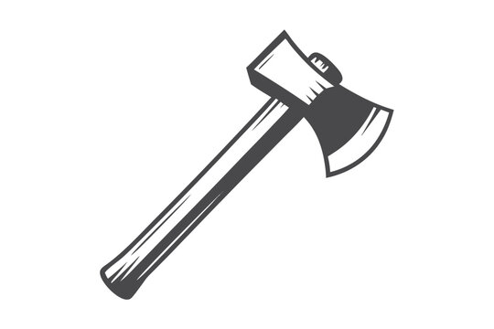 Vintage Pixel Art Axe Silhouette for Gaming - Minimalist Black Weapon Icon