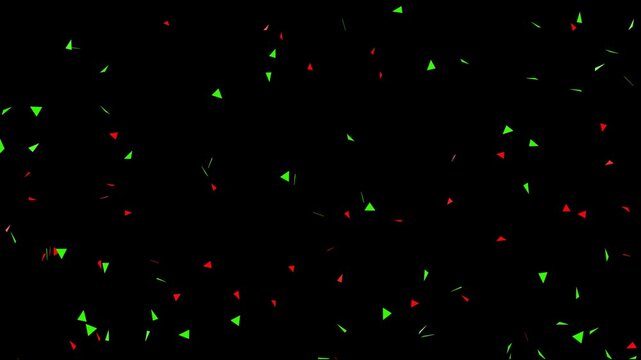 Green and Red Triangles Scattered On Black abstract