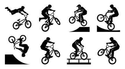 Obraz premium BMX tricks and stunts silhouette graphics.