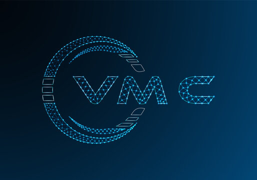 VMC low poly letter logo vector design. VMC lower poly logo design. Low poly logo.