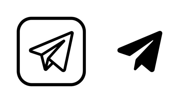 Paper Airplane Icons, Simple Vector Graphics for Messaging and Communication, Black and White Design Elements