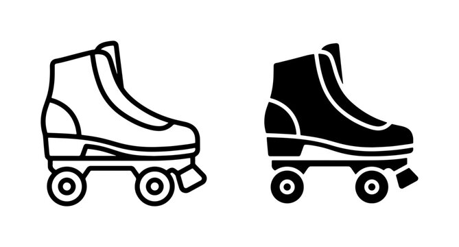 Retro Roller Skate Icons, Vintage Quad Skates Vector Set, Classic Sport Footwear Graphics