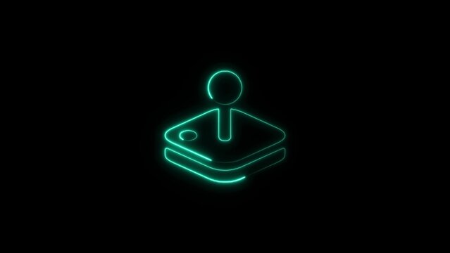 Neon image glowing cyan joystick game controller icon with joystick controller entertainment technology computer