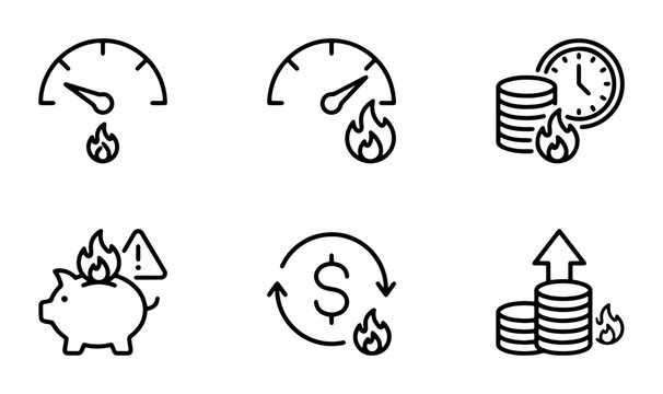 Hot Performance Icons: Speedometer, Piggy Bank, Money Stack, Currency Exchange, Growth Charts