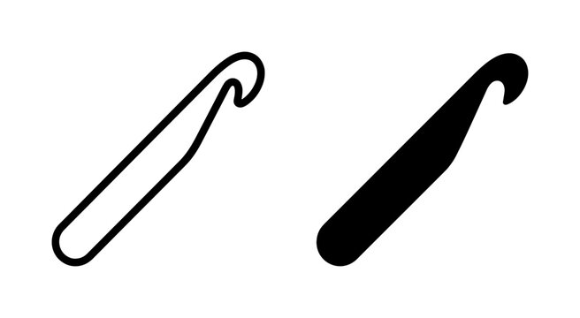 Crochet Hook Icons, Knitting Needle Symbols, Craft Tool Graphics, Handmade Hobby Vector Set