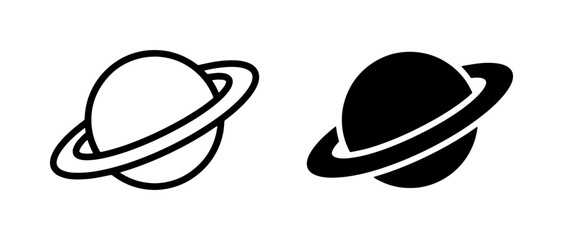 Planet Icons, Saturn Symbol, Space Orbit Graphic, Celestial Body Vector Art, Cosmic Illustration © Reshma