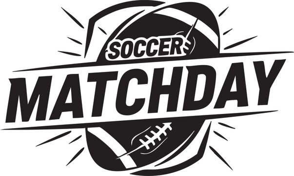 Soccer matchday graphic with bold text and dynamic design elements