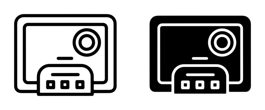Action Camera Icon Set, Portable Video Recorder, Digital Gadget, Outdoor Sports Equipment, Technology Symbols