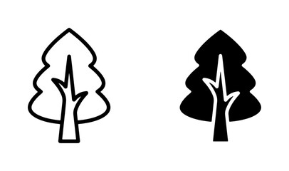 Tree Icons: Outline and Silhouette Vector Graphics for Nature and Ecology Themes, Simple Line Art and Solid Fill Styles © Saif