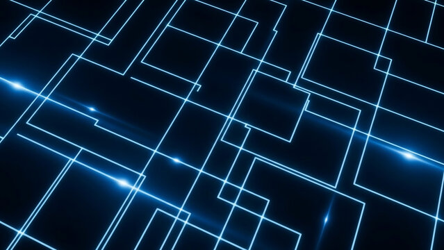 Abstract Glowing Blue Digital Grid Lines Background