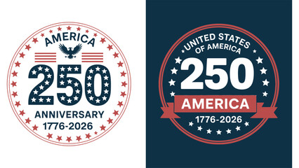 Obraz premium Usa 250th anniversary logos america 1776 2026 celebration symbols