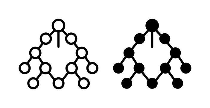 Binary Tree Data Structure Icons, Algorithm Representation, Computer Science Concepts, Node Network Diagrams