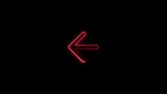 Neon image red arrow pointing left directional sign icon with direction navigation interface abstract technology