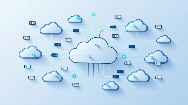 Modern Cloud Computing Network Illustration for Digital Solutions
