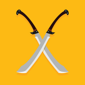 Background design icon for sword weapon. Zombie cleaver sword