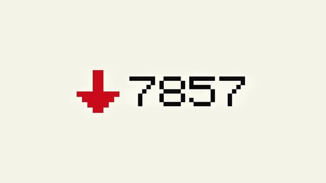 Pixelated red down arrow and numbers decreasing showing negative trend decline loss