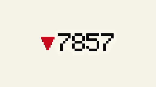 Digital pixelated counter showing red down arrow with numbers decreasing from 14194 to 1000