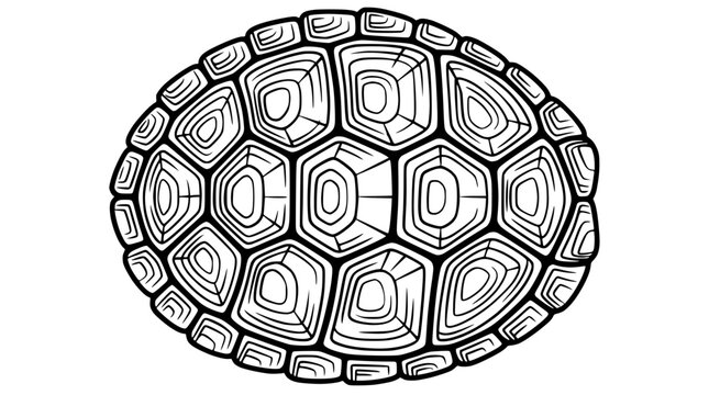 Turtle Shell Pattern Graphic - Top View Outline