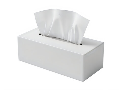 Empty white tissue paper dispenser on table png.