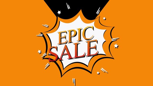 Epic Sale Promotional Animation with Dynamic Comic Style Burst Effect