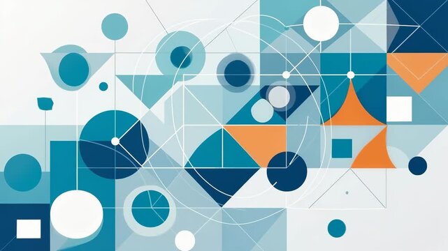 Abstract Geometric Shapes in Blue and Orange Color Palette