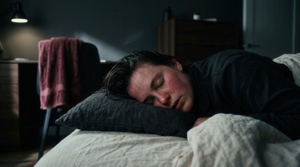 Obraz premium Person Sleeping In Bed With Face Red And Sweaty