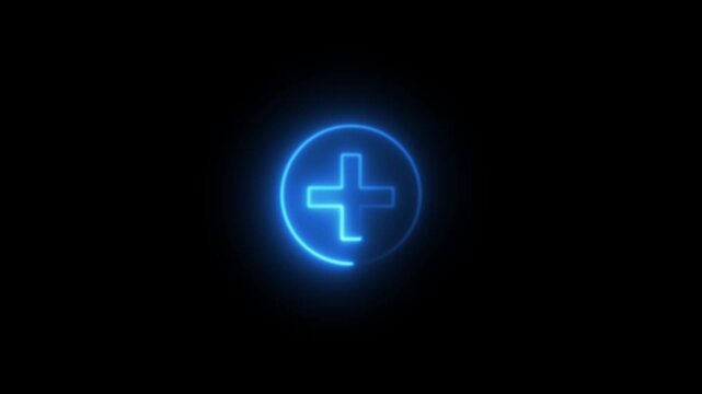 Neon Medical Cross Icon Loop Motion Graphic