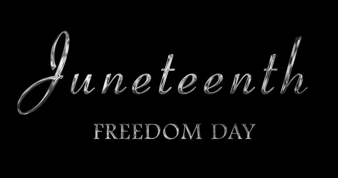 Juneteenth Freedom Day Mettalic golden cinema styled motion graphic. Pan African concept. Film opener intro outro inspired animation. Juneteenth text animation lettering. Shiny event promotions asset.