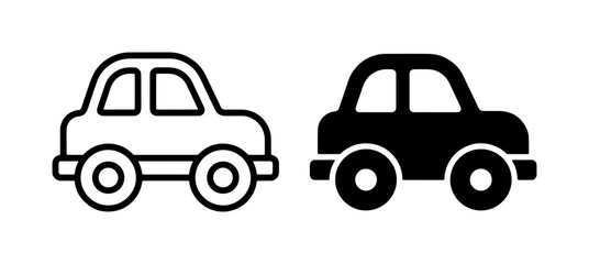 Simple Car Icons, Outline and Solid Fill, Vector Graphics for Transportation and Automotive Themes © Shimu