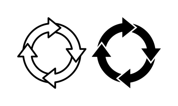 Recycle Arrows, Circular Flow Icons, Refresh Symbol, Cycle Process Vector Set