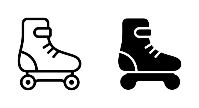 Retro Roller Skate Icons, Vintage Quad Skates, Classic Inline Skates, Sport Equipment Vector Graphics