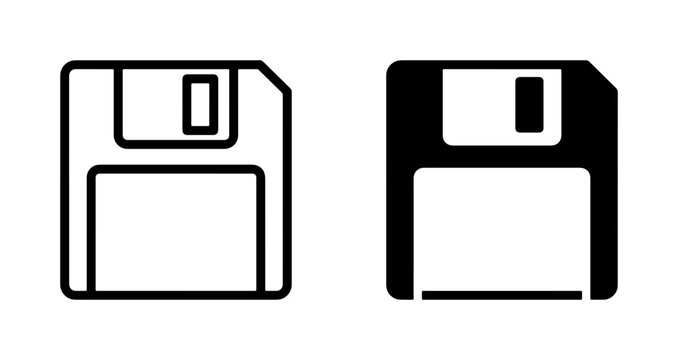 Retro Floppy Disk Icons, Vintage Data Storage Vector Set, Old Technology Symbol Collection