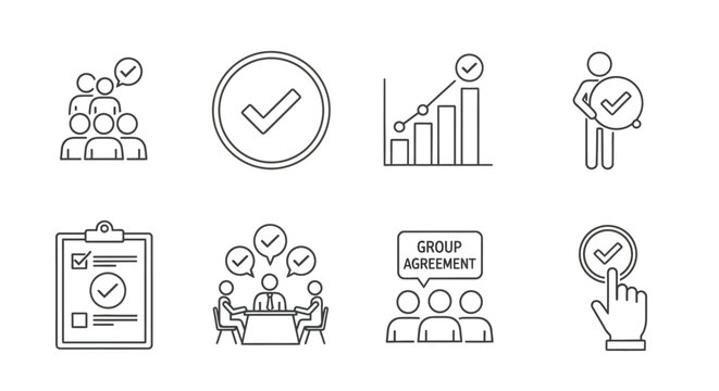 Checkmark Icons Representing Approval, Agreement, and Successful Completion of Tasks