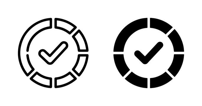 Progress Circle Icons: Check Mark Completion, Loading Status, Data Visualization, UI Elements