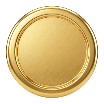 3D luxury blank golden circle coin medal template. Isolated on transparent background, png