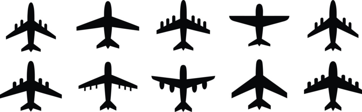 airplane vector set overhead aircraft shapes for aero projects