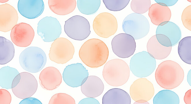 Seamless pattern with soft colorful watercolor circles