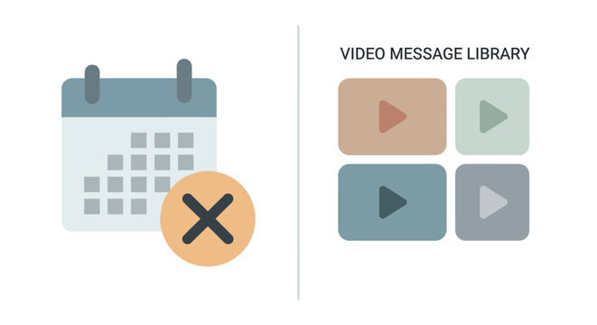 Asynchronous Communication Concept Comparing Scheduled Meeting Calendar with Video Message Library