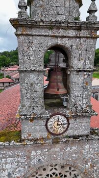 Stone bell tower of the Iglesia de Santa Marina de Augas Santas