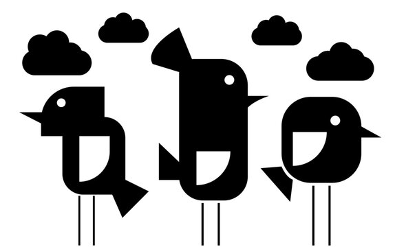 Minimalist Geometric Bird Silhouette Collection Illustration Set